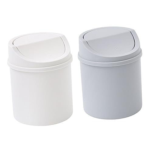 TOPPERFUN 2Stücke Mini Müllbehälter mit Deckel Wiederverwendbare Kunststoff Mülleimer für Schreibtisch Moderne Abfallbehälter für Büro und Zuhause von TOPPERFUN