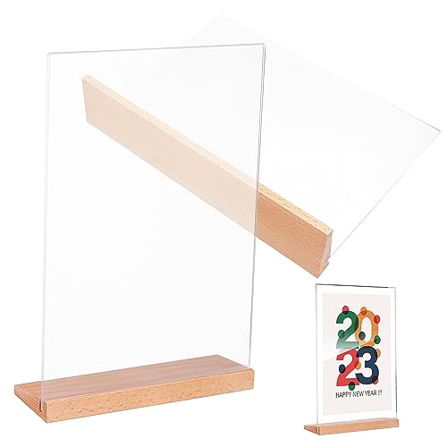 TOPPERFUN 2Stücke Schilderhalter mit Förmigem Design Transparenten Dokumenten und Preisschild aus Natürlichem für Formate von TOPPERFUN