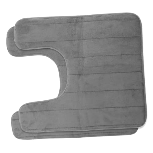 TOPPERFUN 2stücke rutschfeste Wc Fußmatte Aus Memory-Schaum Wasserabsorbierende Atmungsaktive Badezimmermatte U-Form Dunkelgrau Für Sichere Nutzung von TOPPERFUN
