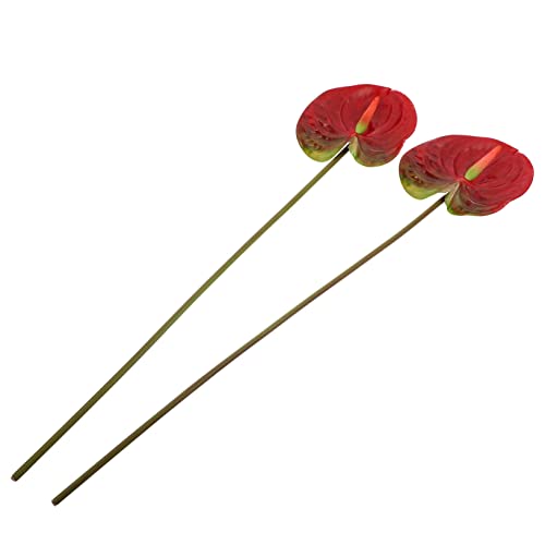 TOPPERFUN Realistische Künstliche Pflanze Home Decor Simulierte Pflanze Schmuck Rot Anthurium Blume Set von TOPPERFUN