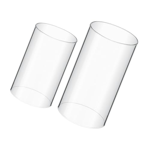 TOPPERFUN 2stücke Zylinder Kerzenglas Aus Klarem Glas Kerzenhüllen Transparente Glasabdeckungen Für Kerzen Dekorative Glashüllen Für Schreibtisch Und Esszimmer von TOPPERFUN