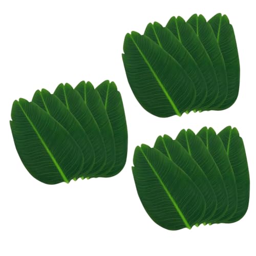 TOPPERFUN 3 Sätze Bananenblatt-tischsets Esstisch Tischläufer Platzdeckchen Gestempelt Tischset Für Geschirr Küche Ort Matten Essmatten Seidentuch Green 5 Stück * 3 von TOPPERFUN