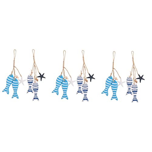 TOPPERFUN 3 Sätze Kleiner Fischanhänger Aus Holz Ornament Nautisch Rustikal Hängend Thematisiert Wand Makramee Blau Seefisch Küsten Harz Blue 2 Stück * 3 von TOPPERFUN