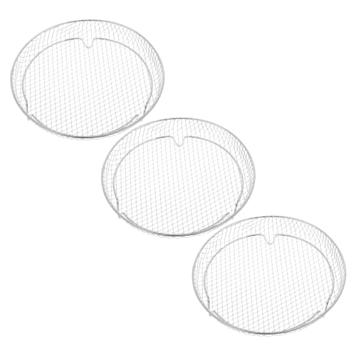 TOPPERFUN 3 Stück Edelstahlnetzrahmen Runder Frittierkorb aus Mesh Luftfritteusengestell Luftfritteusen-Trockengestell Abtropfgestell für Frittieröl Rostfreier Stahl Silber von TOPPERFUN