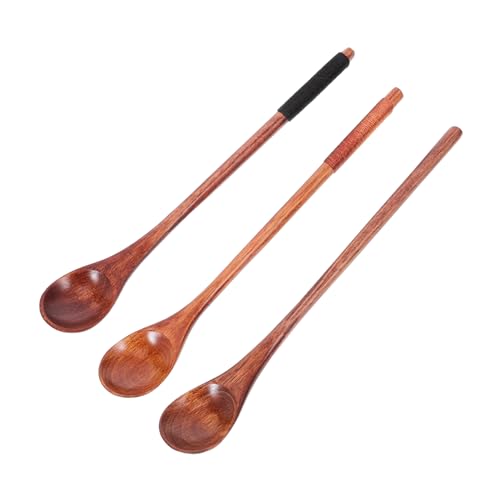 TOPPERFUN 3 Stück Kaffeelöffel aus Holz kochlöffel lange Teelöffel Honiglöffel Teezubehör Weihnachtskaffeelöffel für Kaffeeliebhaber Phoebe Wiederverwendbar von TOPPERFUN