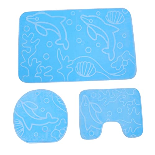 TOPPERFUN 3 Stück Teiliges Cartoon Badematten Set rutschfeste Wasserabsorbierende Badvorleger für Badezimmer mit Toilettendeckel Bezug Blaues Delfin Design TOPPERFUN 3 Stück Teiliges Cartoon Badematten Set rutschfeste Wasserabsorbierende Badvorleger für Badezimmer mit Toilettendeckel Bezug Blaues Delfin Design von TOPPERFUN