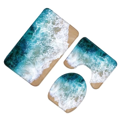 TOPPERFUN 3 Stück Teiliges Wc mit Bedrucktem Waschbarem Rutschfestem Badezimmerteppich und Toilettensitzbezug Saugfähige Badvorleger Garnitur für Verbesserten Badausblick TOPPERFUN 3 Stück Teiliges Wc mit Bedrucktem Waschbarem Rutschfestem Badezimmerteppich und Toilettensitzbezug Saugfähige Badvorleger Garnitur für Verbesserten Badausblick von TOPPERFUN