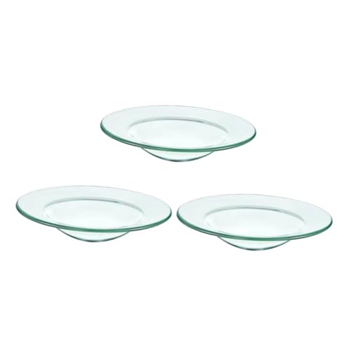 TOPPERFUN 3stücke Teelichthalter Glas Schale Ersatz Für Öl Wärmer Wachsschmelzen Aromatherapie Platte Tablett Wiederverwendbar Kleine Duftwärmerplatte Für Ätherische Öle von TOPPERFUN