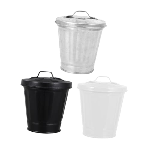 TOPPERFUN 3Stücke Mini Tischabfallbehälter mit Deckel Teiliges und Natur Kreative Desktop Blumentöpfe und Funktional für Büro und Zuhause von TOPPERFUN