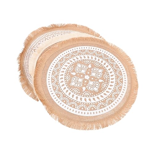 TOPPERFUN 3stücke Tischset Rund Mit Mandala-Muster Esstisch Tischsets Quasten Design Runde Tassenmatten Zum Schutz Vor Kratzern Und Flecken von TOPPERFUN