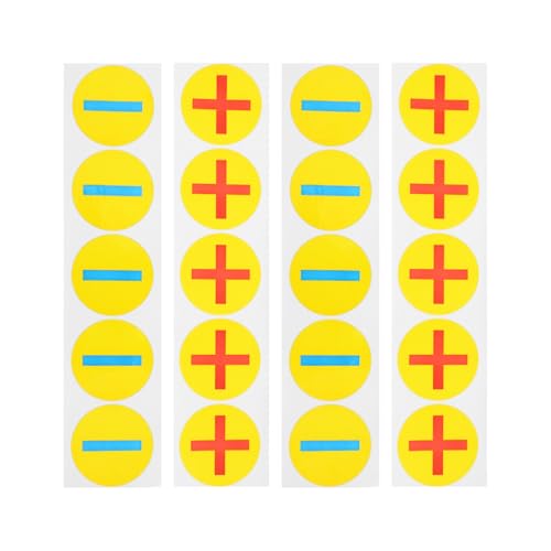 TOPPERFUN 4 Blätter Runde Polarity Aufkleber Wasserfest PVC Batterie Polaritätskennzeichnung mit Hoher Haftung für Maschinen und Elektrische Geräte zur Sicheren Batterielabelung von TOPPERFUN