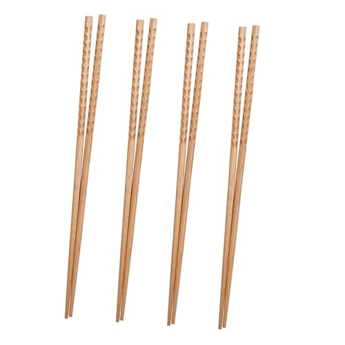 TOPPERFUN 4 Paare Extra Lange Holz Essstäbchen Rutschfest Hitzebeständig für Hot Pot und Frittieren Langlebige Kochstäbchen aus Buchenholz Sicherer Schutz vor Heißem Öl Beim Verzehr von TOPPERFUN