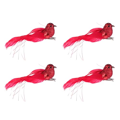 TOPPERFUN 4stücke Teiliges Weihnachtsvögel Mit Glitzer Und Detailreichtum Kunsthandwerk Für Weihnachtsbaum Floristik Und Bastelprojekte Für Kreative Dekorationen von TOPPERFUN