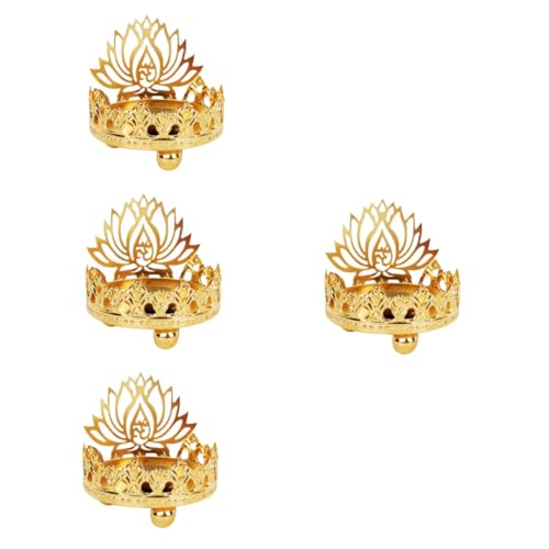 TOPPERFUN 4 Stück Lotus Kerzen sockel Lotus-Ghee-Kerzenhalter tibetischer Öllampenhalter Kerzenbecherhalter Lotusblume Lotus kerzenhalter dekorative Kerzenhalter Retro-Kerzenhalter Eisen von TOPPERFUN