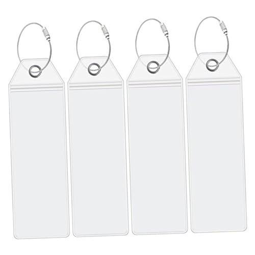 TOPPERFUN 4 Stück Teiliges Gepäckanhänger aus Edelstahl mit Transparentem PVC Fenster Robuste und Praktische Kofferanhänger für Koffer Reisetaschen und Rucksäcke Einfache Identifikation Am von TOPPERFUN