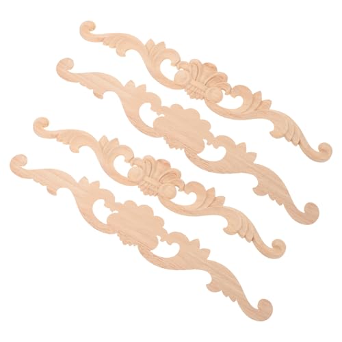 TOPPERFUN 4 Stück Teiliges Holz Geschnitzte Eck-applikationen Unbemalt DIY Möbelverzierung für Tür Schrank Bett Schlafzimmer Rustikale Holzornamente Kreative Wohnkultur von TOPPERFUN