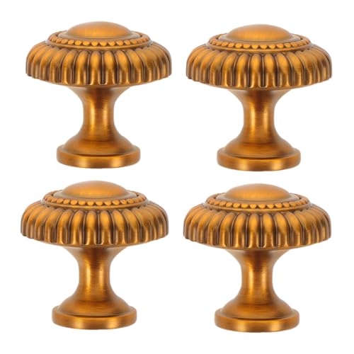 TOPPERFUN 4 Stück Teiliges Möbelgriffe aus Zinklegierung Goldfarben Vintage Stil Einzel-loch-design Rutschfeste Schrank Schubladengriffe für Küche Kleiderschrank Einfache Montage von TOPPERFUN