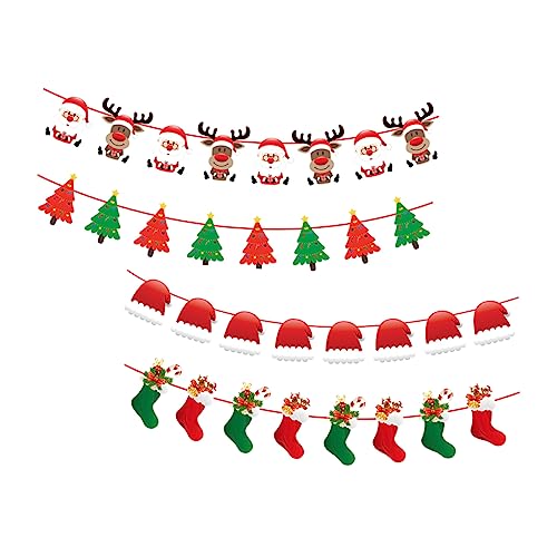 TOPPERFUN 4 Stück Teiliges Weihnachtsbanner Dekorative Papierflaggen für Partys mit Weihnachtsbaum Rentier und Weihnachtsstrümpfen Hängende Deko für Fenster Wände und Weihnachtsfeiern TOPPERFUN 4 Stück Teiliges Weihnachtsbanner Dekorative Papierflaggen für Partys mit Weihnachtsbaum Rentier und Weihnachtsstrümpfen Hängende Deko für Fenster Wände und Weihnachtsfeiern von TOPPERFUN