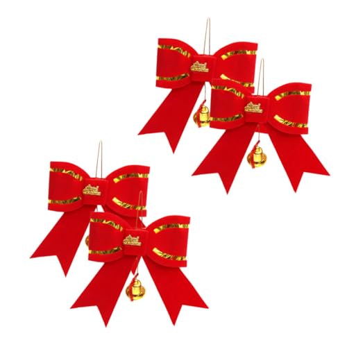 TOPPERFUN 4 Stück Teiliges Weihnachtsdeko mit Roten Schleifen und Glöckchen Ornamente für Weihnachtsbaum Kranz und Festliche Bastelprojekte TOPPERFUN 4 Stück Teiliges Weihnachtsdeko mit Roten Schleifen und Glöckchen Ornamente für Weihnachtsbaum Kranz und Festliche Bastelprojekte von TOPPERFUN