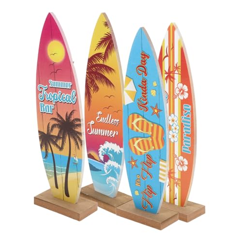 TOPPERFUN 4stücke Holz Surfbrett Dekoration Miniatur Modell Für Schreibtisch Tisch Schrank Innendekor Strand Party Ornament Handwerk Surfbrettform von TOPPERFUN