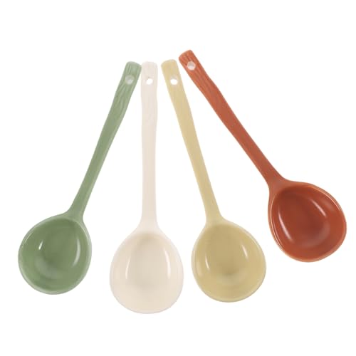 TOPPERFUN 4Stücke Teiliges Keramik Multifunktionale Haushaltslöffel Milchweiß und Aprikose für Gesunde Lebensmittelversorgung und Täglichen Gebrauch von TOPPERFUN