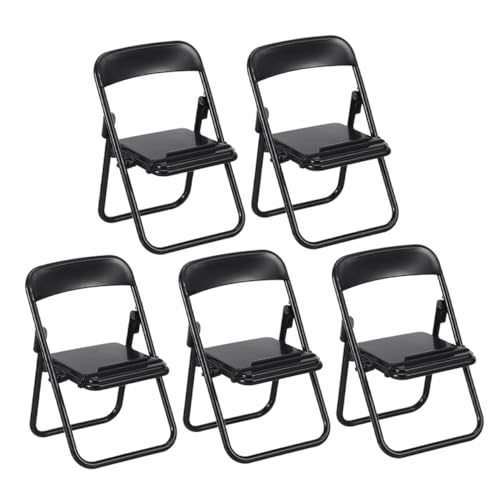 TOPPERFUN 5 Stück Handyständer Miniatur Telefonhalter Für Schreibtischstuhl Telefonhalter Figurenmaßstab Funktion Mehrzweck Klappstuhl Handyständer Mini Stuhl Handyhalter Schwarzer von TOPPERFUN
