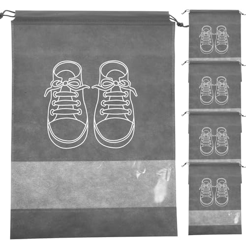 TOPPERFUN 5 Stück Schuhaufbewahrungstaschen mit Zugverschluss Transparente Reise Organizer für Schuhe Socken und Kosmetik für Reise und Alltagsgebrauch von TOPPERFUN