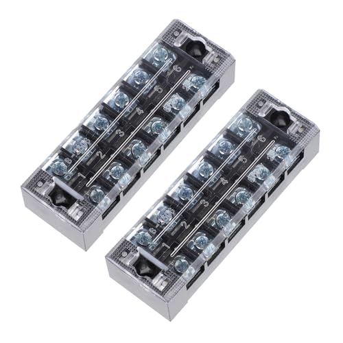 TOPPERFUN 5 Stück Teiliges Doppelreihiger Isolierter Kupfer terminalblock mit Transparenter Abdeckung für Einfache Sichtprüfung und Stabile Elektrische Verbindung von TOPPERFUN