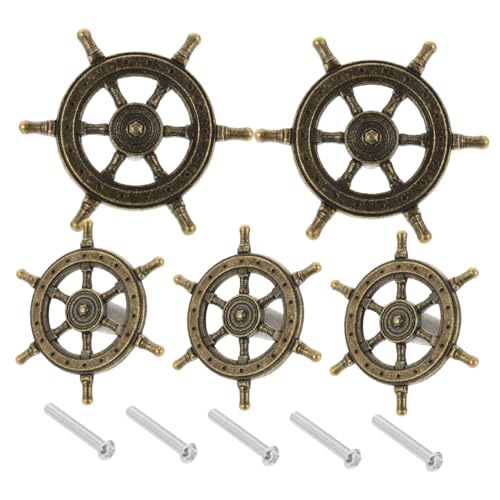 TOPPERFUN 5 Stück Vintage Schrankknöpfe Schiffsteuerrad Design Kommoden Griffe für Kleiderschränke Robust und Vielseitig Einsetzbar in Antikem Grünbronze finish von TOPPERFUN