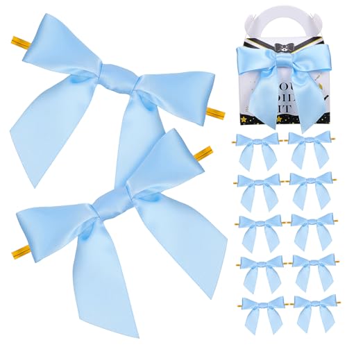 TOPPERFUN 50 Stück Mini-Schleifchen Mini-Blumen Aus Satinband Blaue Schleifen Zum Verpacken Von Geschenken Kleine Satinschleifen Kleine Blaue Schleifen Winzige Polyester Schleifenblume Knick von TOPPERFUN