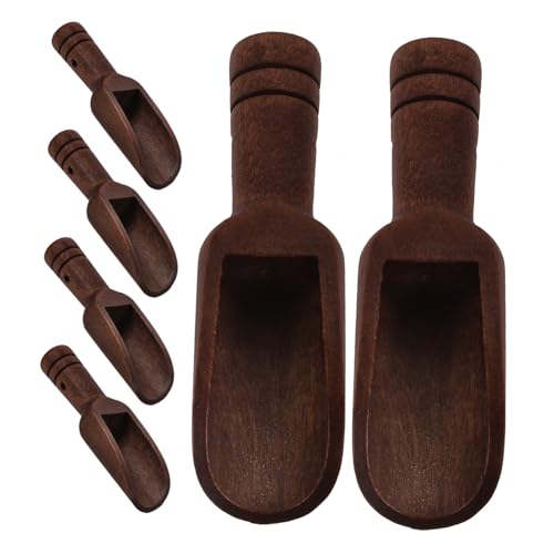 TOPPERFUN 6 Stück Mini Holzlöffel Praktische Kleine Holzschaufeln für Gewürze Tee und Salz Hochwertige Küchenutensilien aus Robustem Holz für Zubereitung Tees von TOPPERFUN