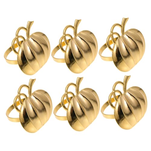 TOPPERFUN 6 Stück Teiliges Halloween Serviettenringe in Kürbisform Goldfarbene Tischdekoration Stilvolle Napkin Buckles für Party Festliche Abendessen Leichtes und Stilvolles Design von TOPPERFUN