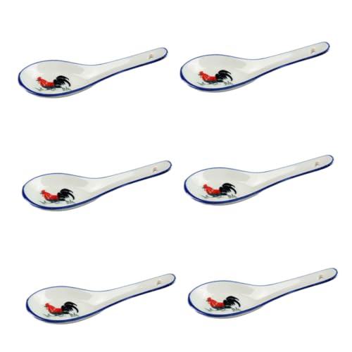 TOPPERFUN 6 Stück Teiliges Keramik Suppenlöffel Porzellan Kleine Esslöffel Glasiert Spülmaschinenfest für Suppe Dessert Ramen Buffet Küche von TOPPERFUN