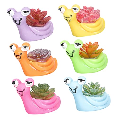 TOPPERFUN 6 Stück Teiliges Mini Sukkulenten Schneckenform Künstliche Pflanzen im Topf Realistische Mikro Landschaft Dekoration für Wohnzimmer Büro Schreibtisch Fensterbank von TOPPERFUN