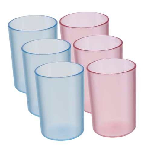 TOPPERFUN 6 Stück Zahnbürstenbecher Wiederverwendbare Badezimmerbecher Aus Kunststoff Mundwasserbecher in Blau Und Pink Mit Elegantem Design Für Zuhause Und Reisen von TOPPERFUN