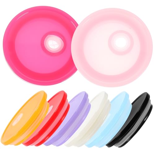 TOPPERFUN 8Stücke Glasbecherdeckel mit Strohloch Wiederverwendbare Abdeckungen Verschiedenen Farben für Heißgetränke und Kaltgetränke aus Freiem Material Auslaufsicher von TOPPERFUN