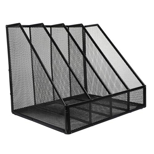 TOPPERFUN Akten-Organizer Aus Netzgewebe Für Schreibtische Mit Vier Fächern Für Akten Und Büromaterial Aus Eisen Gefertigt Für Langlebigkeit in Schwarz Für Einen Eleganten Arbeitsplatz von TOPPERFUN