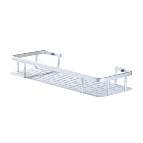 TOPPERFUN Aluminium Badregal mit Saugnapf Multifunktionales Hängendes für Badezimmer und Wc Platzsparend zu Installieren Silberfarben für Kleine Gegenstände von TOPPERFUN