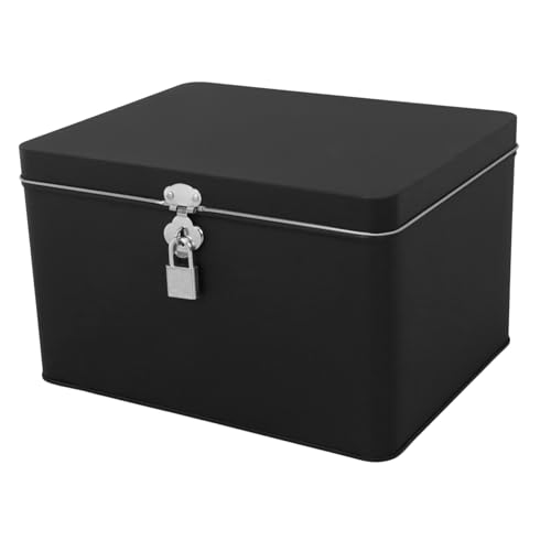 TOPPERFUN Aufbewahrungsbox mit Schloss Robuste Abschließbare Blechdose für Süßigkeiten und Langlebiger Organizer mit Deckel von TOPPERFUN
