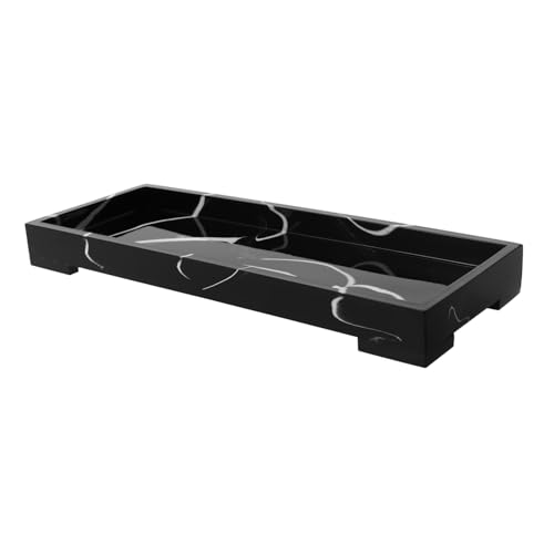 TOPPERFUN Badezimmertablett aus Marmor Kommode Tablett Vanity-Organizer-Fach süßes Serviertablett Parfümschalen für Waschtische dekoratives Tablett Bad-Waschtisch Harz Black von TOPPERFUN