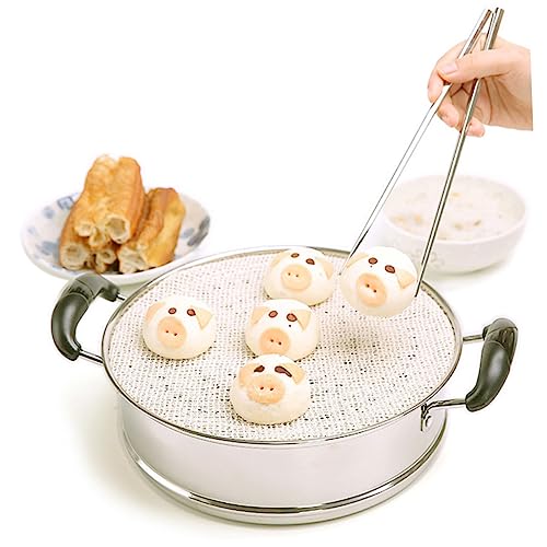 TOPPERFUN Beige Wiederverwendbares Quadratisches Baumwoll dämpferpad Antihaftbeschichtetes Gauze dampftuch Temperaturbeständig für Dampfgarer Geeignet für Knödel Dim Sum Haushaltsküche von TOPPERFUN