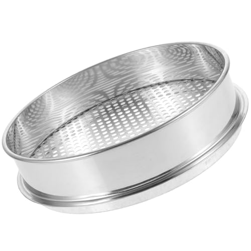 TOPPERFUN Bodenfilter Sieb Anbausieb Gartenerde Löcher Pfanne Maschensieb Stahl Garten Und Werkzeug Riddle Outdoor Rund Für Mehlsieb Edelstahl Silber von TOPPERFUN