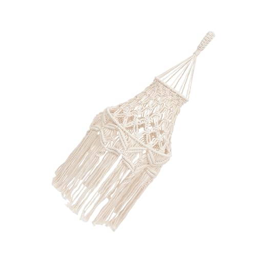 TOPPERFUN Bohemian Handgewebter Lampenschirm mit Quasten Hängender Deckenlampenschirm aus Naturfasern Rustikaler Pendelleuchten schirm für Wohnzimmer Schlafzimmer Beige von TOPPERFUN