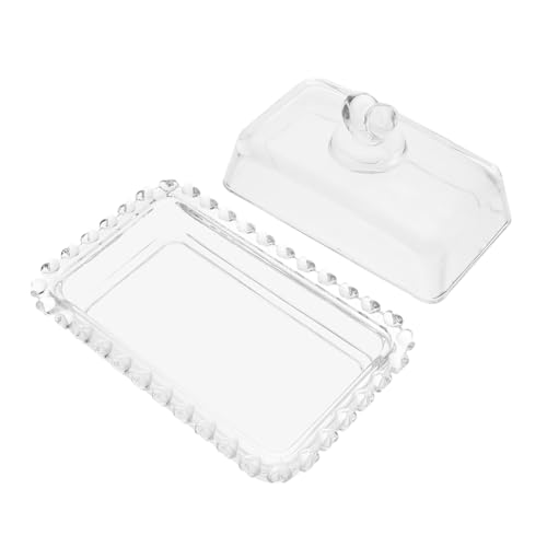 TOPPERFUN Butterdose Behälter Schlüsselaufbewahrung Abdeckung Durchsichtiger Butterhalter Servierform Deckel Tablett Streuer Küche Praktischer Butterhalter Käsedose Glas von TOPPERFUN