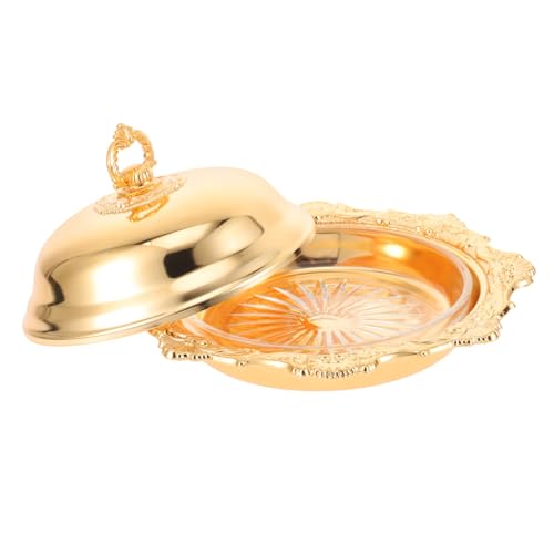 TOPPERFUN Dekoratives Buttertablett aus Metall mit Deckel Rundes Butterdöschen in Gold Multifunktionales Serviertablett für Snacks Obst Süßigkeiten und Schmuck Kompakt und Leicht für Partys TOPPERFUN Dekoratives Buttertablett aus Metall mit Deckel Rundes Butterdöschen in Gold Multifunktionales Serviertablett für Snacks Obst Süßigkeiten und Schmuck Kompakt und Leicht für Partys von TOPPERFUN