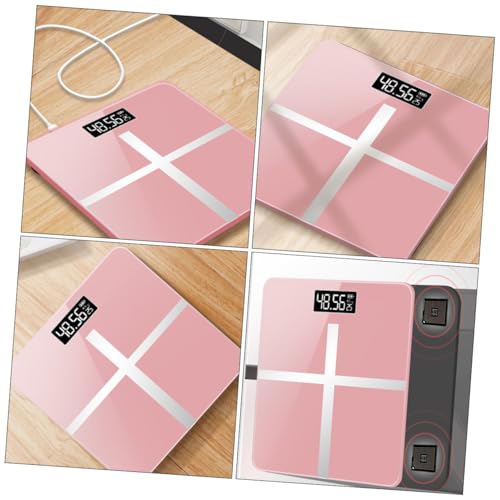 TOPPERFUN Digitale Haushaltswaage mit USB ladung Präzise Körperwaage aus Robustem Gehärtetem Glas Langlebig Automatische Messung Modernes Design in Roségold schwarz für Gesundheitsbewusste von TOPPERFUN