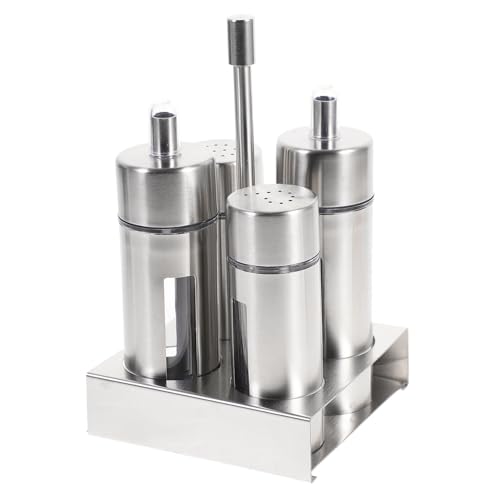 TOPPERFUN Edelstahl Gewürzbehälter Set Mit Gewürzflaschen Und Standfuß Für Küche Zu Hause Salzstreuer Und Pfefferstreuer Soßenbehälter Und Essigflasche Robust Und Langlebig TOPPERFUN Edelstahl Gewürzbehälter Set Mit Gewürzflaschen Und Standfuß Für Küche Zu Hause Salzstreuer Und Pfefferstreuer Soßenbehälter Und Essigflasche Robust Und Langlebig von TOPPERFUN