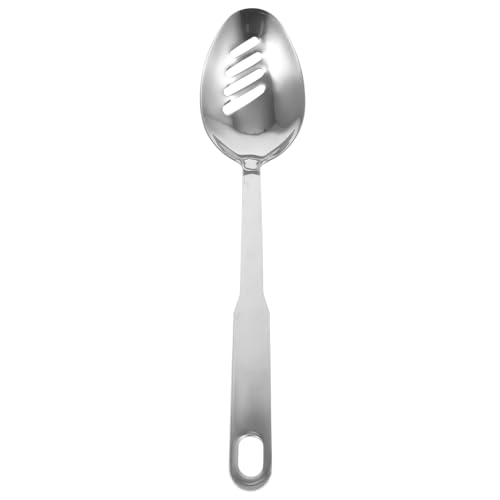 TOPPERFUN Edelstahl Servierlöffel mit Löchern Kleines Leichtes Küchenutensil zum Portionieren von Salat Obst und Snacks Tragbarer Sieblöffel für Haushalt und Gastronomie Platzsparend und von TOPPERFUN