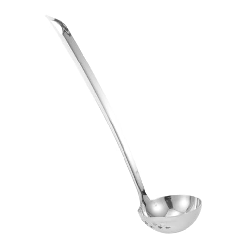 TOPPERFUN Edelstahl Suppenlöffel Edelstahl Servierlöffel Kochlöffel Kleiner Schöpflöffel Servierbesteck Pastalöffel Asiatischer Suppenlöffel Wok Schöpflöffel Fettabschäumer Löffel Silber von TOPPERFUN