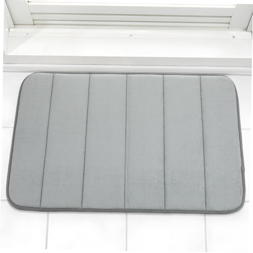 TOPPERFUN Einstiegsmatte Badezimmermatten Rutschfester Badezimmerteppich Badematte für Badezimmer Badteppich kleine Badematte Duschvorleger für Badezimmer Polyester Grey von TOPPERFUN